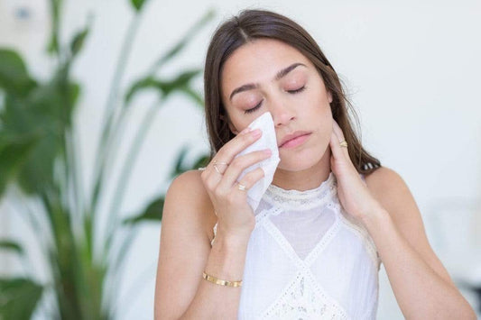 Removing stubborn makeup with Ogee Organic Daily Facial Cleansing Cloth